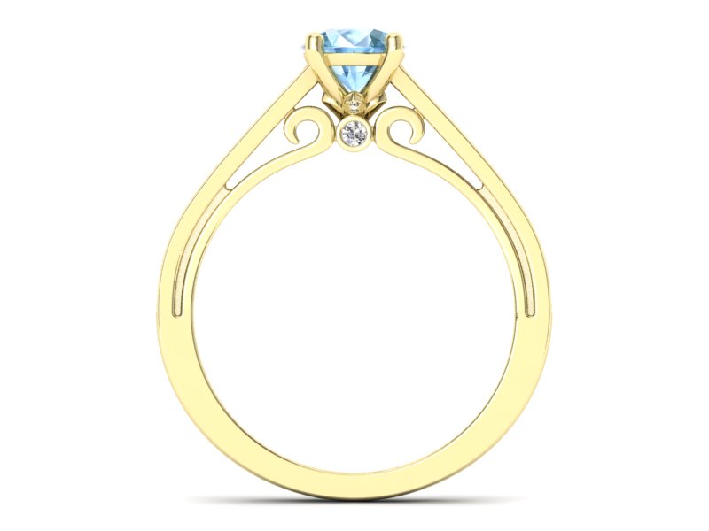 Pierścionek z topazem i brylantami żółte złoto - p16699ztp — zdjęcie 2