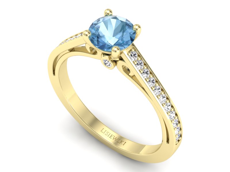 Pierścionek z topazem i brylantami żółte złoto - p16699ztp — zdjęcie 3