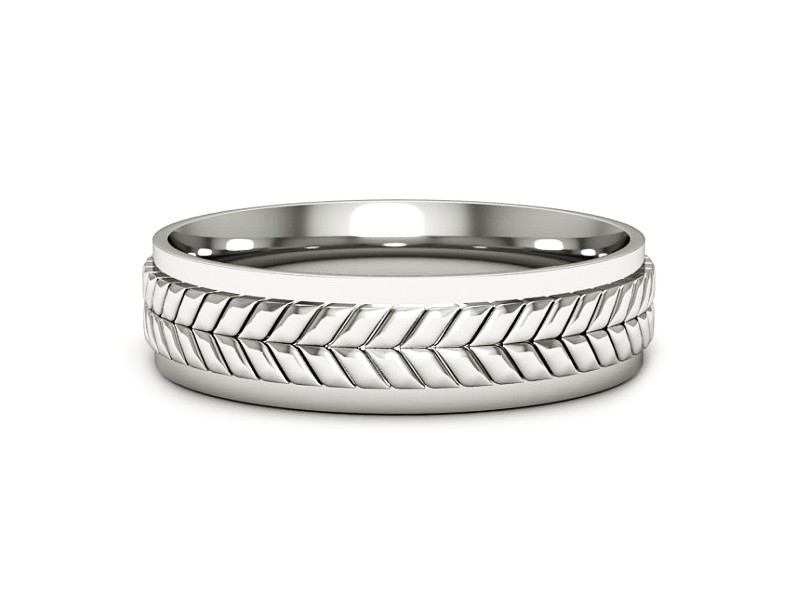 Obrączka białe złoto płaska soczewkowa - p16702b — zdjęcie 2