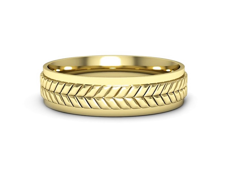 Obrączka płaska soczewkowa żółte złoto - p16702z — zdjęcie 2