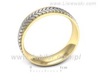 Obrączka z żółtego i białego złota płaska soczewkowa - p16702zb- 3