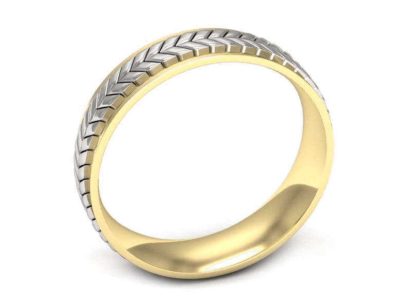 Obrączka z żółtego i białego złota soczewkowa - p16702zb — zdjęcie 2