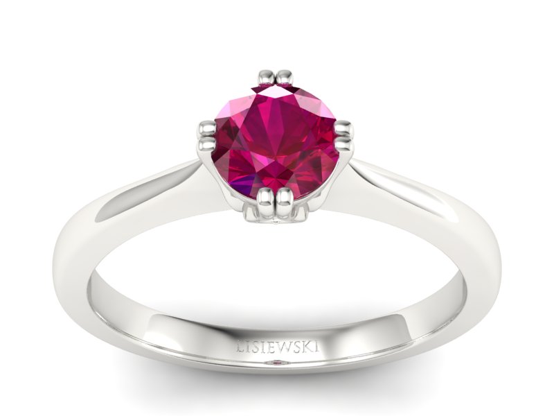 Pierścionek z rubinem i brylantami białe złoto - p16703br