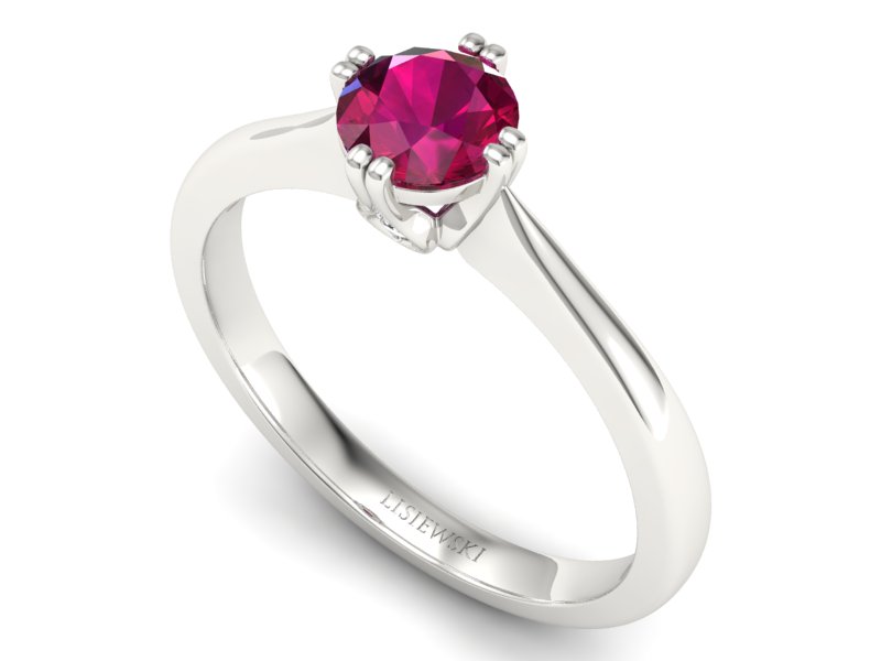 Pierścionek z rubinem i brylantami białe złoto - p16703br — zdjęcie 3
