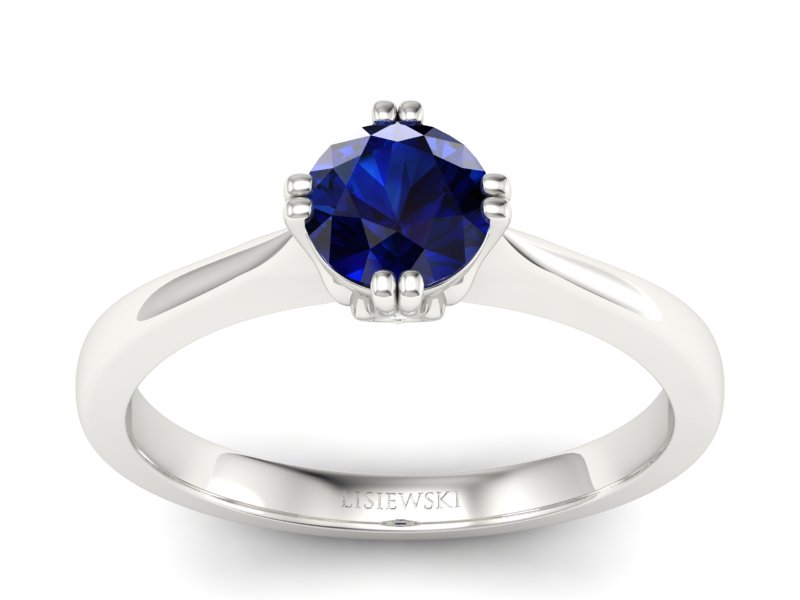 Pierścionek z szafirem i brylantami białe złoto - p16703bsz