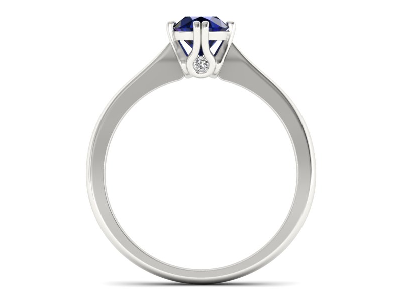 Pierścionek z szafirem i brylantami białe złoto - p16703bsz — zdjęcie 2