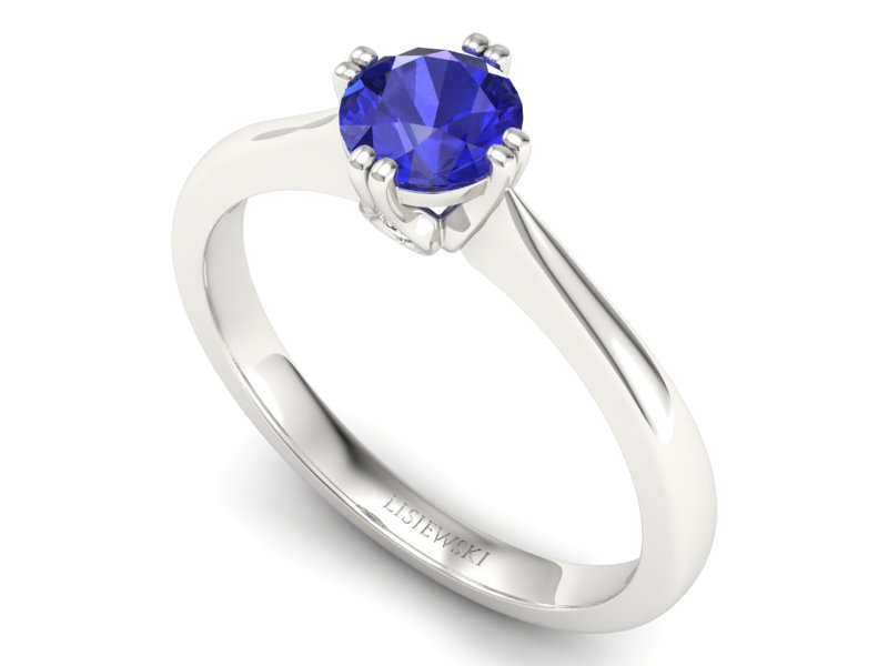 Pierścionek z szafirem i brylantami białe złoto - p16703bszc — zdjęcie 3