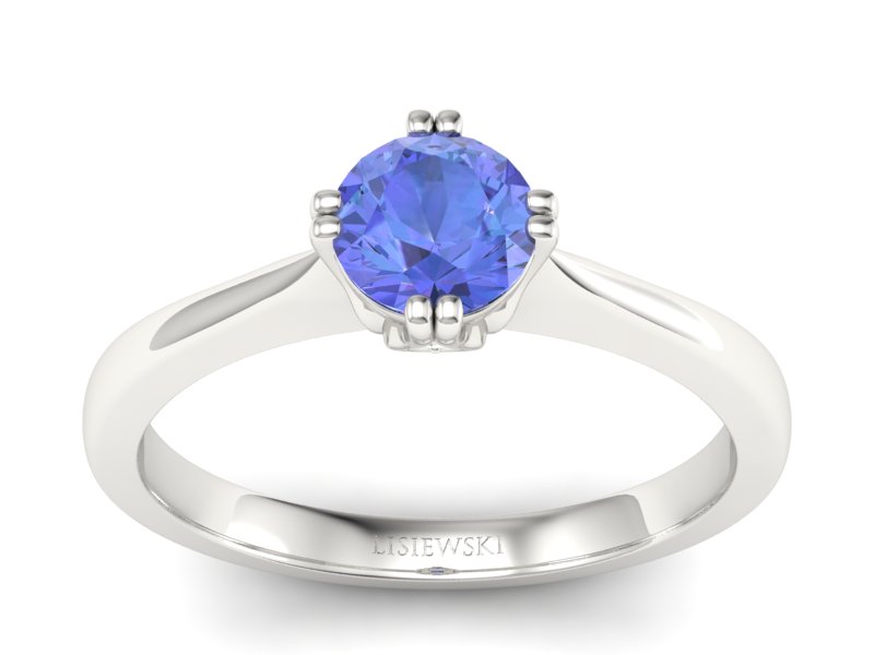 Pierścionek z tanzanitem białe złoto z brylantami - p16703bt