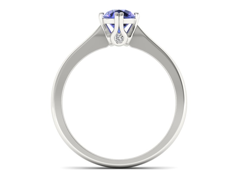 Pierścionek z tanzanitem białe złoto z brylantami - p16703bt — zdjęcie 2
