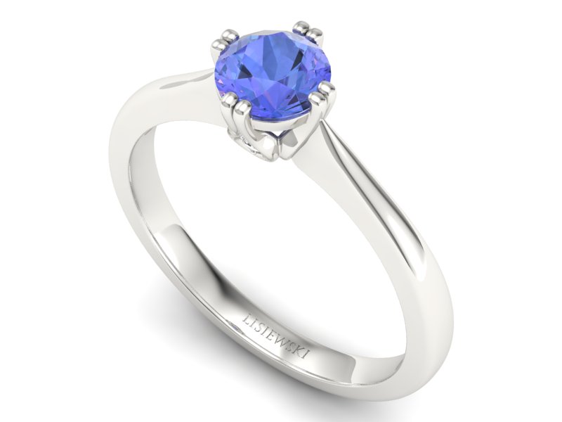 Pierścionek z tanzanitem białe złoto z brylantami - p16703bt — zdjęcie 3