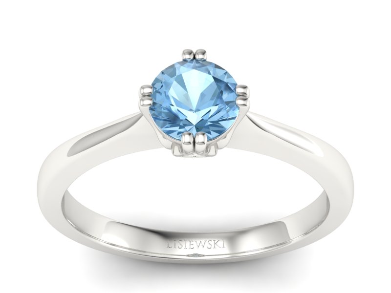 Pierścionek z topazem i brylantami białe złoto - p16703btp