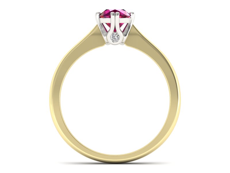 Złoty pierścionek z rubinem i brylantami - p16703zbr — zdjęcie 2