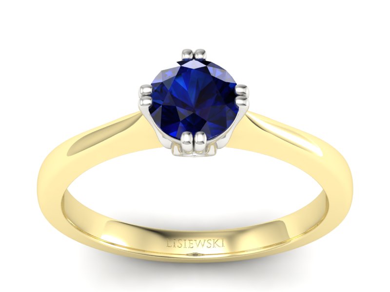 Złoty pierścionek z szafirem i brylantami - p16703zbsz