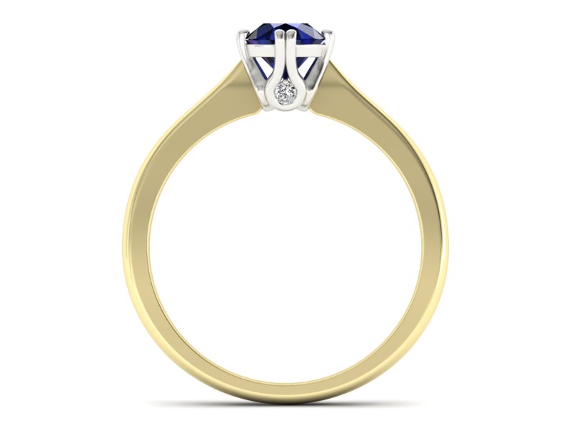 Złoty pierścionek z szafirem i brylantami - p16703zbsz — zdjęcie 2