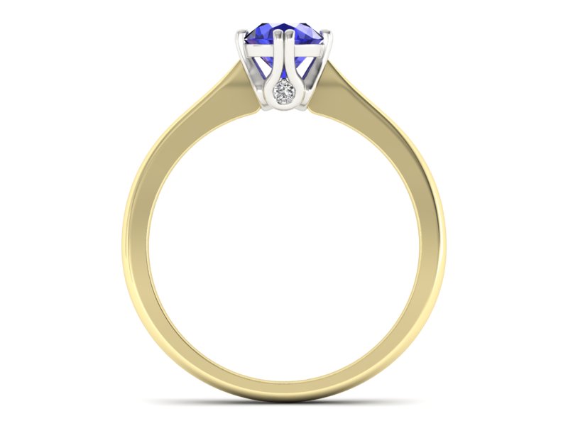 Pierścionek z szafirem z brylantami - p16703zbszc — zdjęcie 2