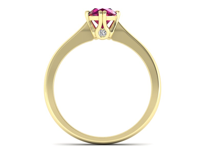 Pierścionek z rubinem i brylantami żółte złoto - p16703zr — zdjęcie 2
