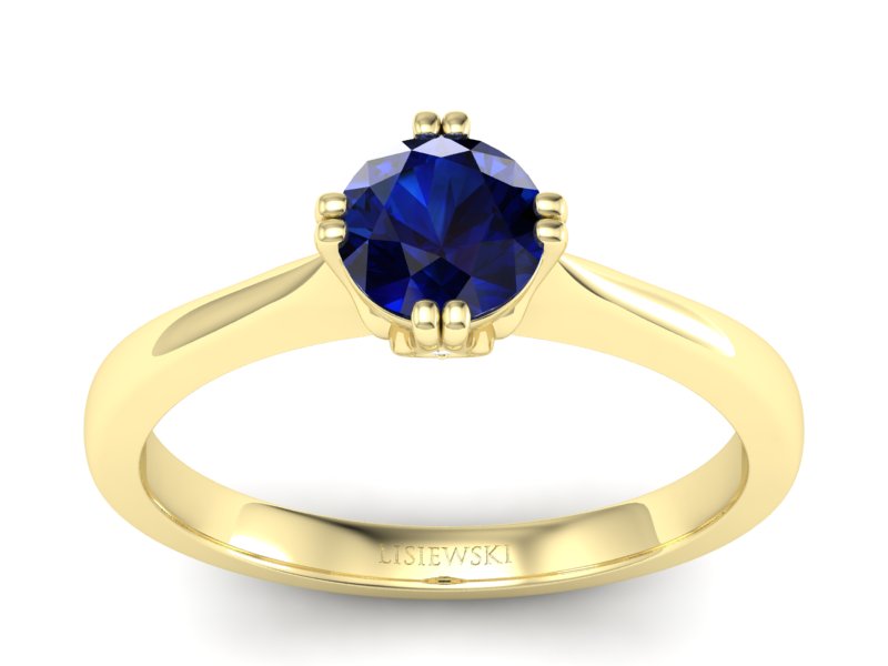 Pierścionek z szafirem i brylantami żółte złoto - p16703zsz