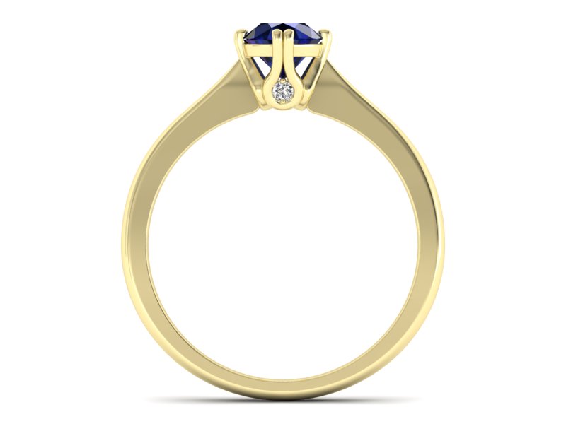Pierścionek z szafirem i brylantami żółte złoto - p16703zsz — zdjęcie 2