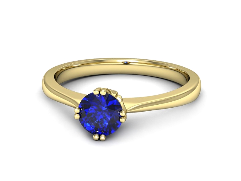 Pierścionek z szafirem i brylantami żółte złoto - p16703zszc — zdjęcie 5