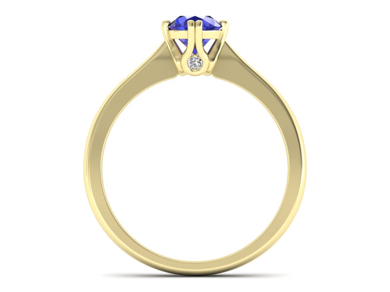 Pierścionek z szafirem i brylantami żółte złoto - p16703zszc — zdjęcie 2
