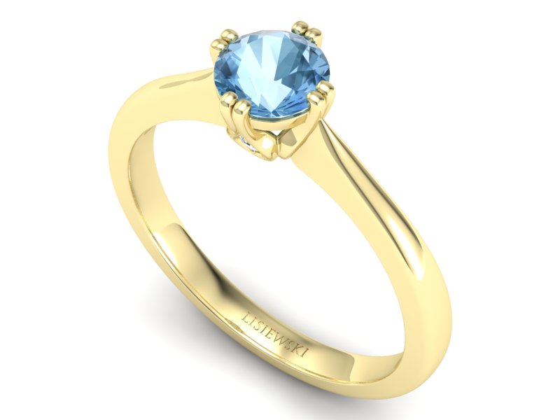 Złoty pierścionek z topazem i brylantami - p16703ztp — zdjęcie 3