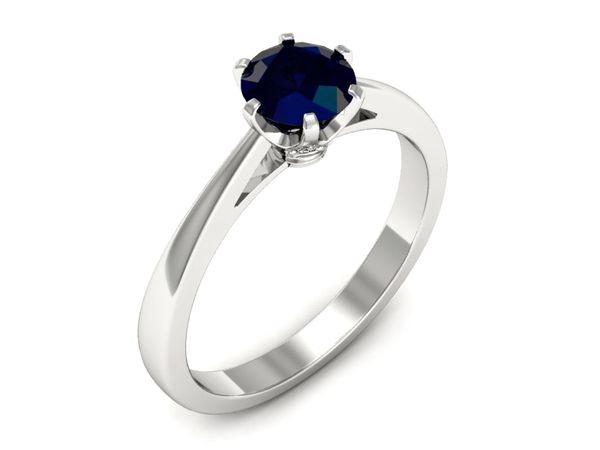 Pierścionek z szafirem białe złoto z brylantami gold 14k - p16704bsz- 1