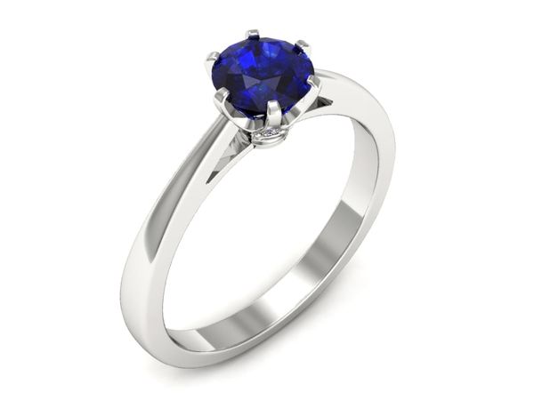 Pierścionek z szafirem białe złoto z brylantami gold 14k - p16704bszc- 1