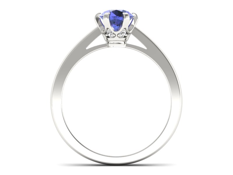 Pierścionek z tanzanitem białe złoto z brylantami - p16704bt — zdjęcie 2