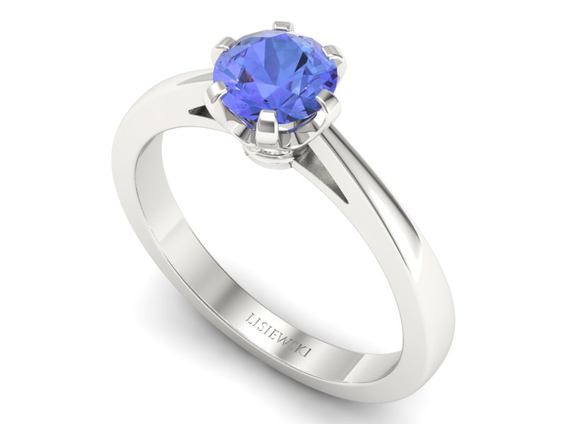 Pierścionek z tanzanitem białe złoto z brylantami - p16704bt — zdjęcie 3