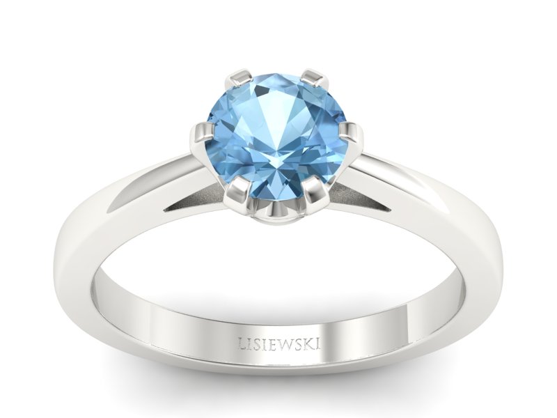 Pierścionek z topazem i brylantami białe złoto - p16704btp