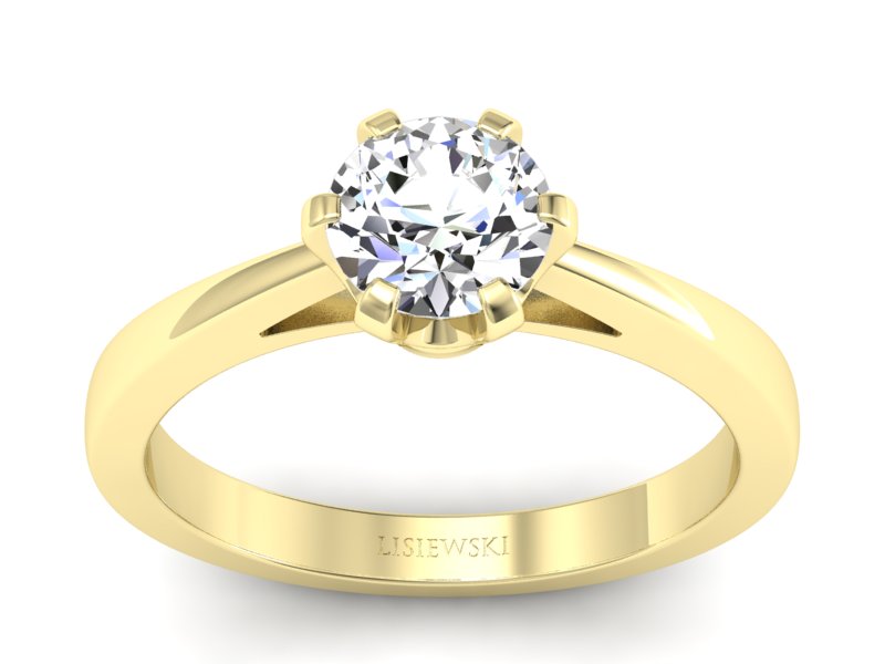 Złoty pierścionek z brylantami żółte złoto - p16704z