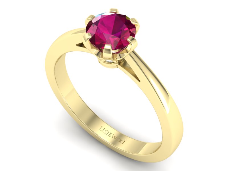 Pierścionek z rubinem i brylantami żółte złoto - p16704zr — zdjęcie 3