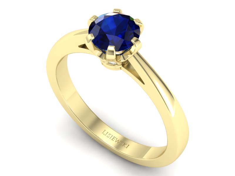 Pierścionek z szafirem i brylantami żółte złoto - p16704zsz — zdjęcie 3