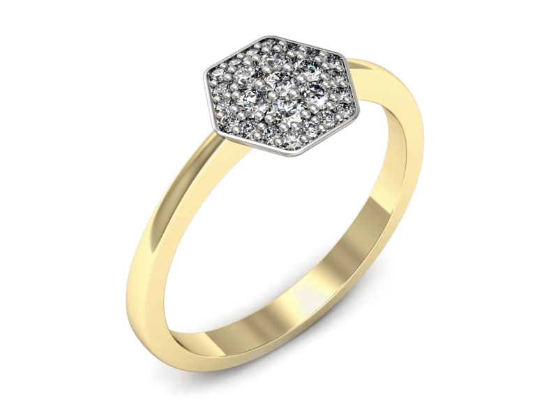 Pierścionek z brylantami żółte białe złoto - p16706zb