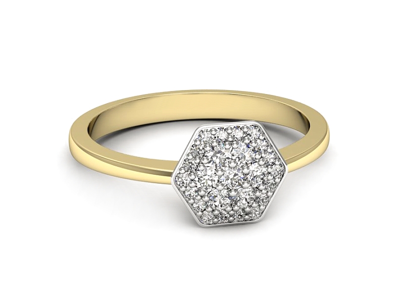 Pierścionek z brylantami żółte białe złoto - p16706zb — zdjęcie 2