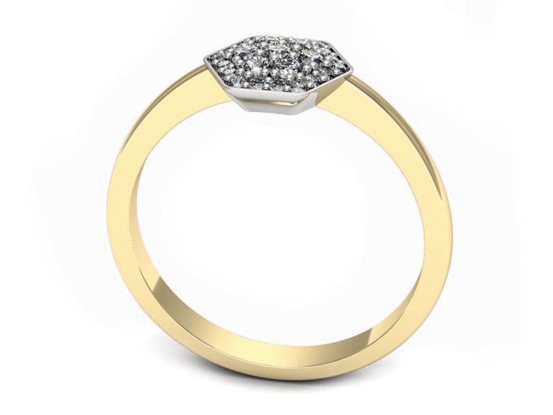 Pierścionek z brylantami żółte białe złoto - p16706zb — zdjęcie 3