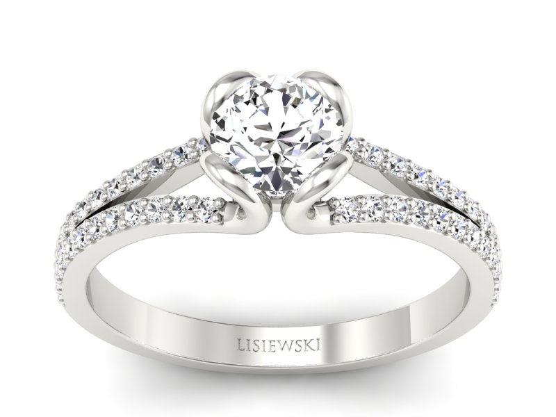 Złoty pierścionek z brylantami białe złoto - p16707b