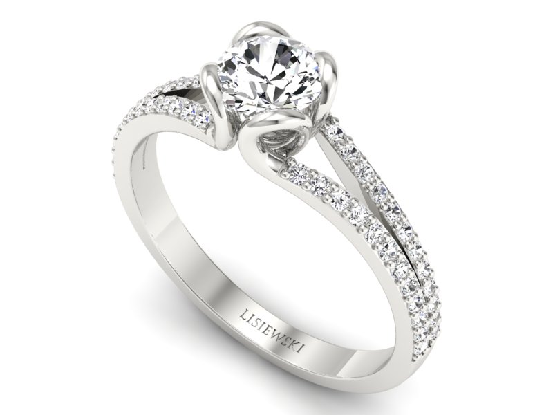 Złoty pierścionek z brylantami białe złoto - p16707b — zdjęcie 3