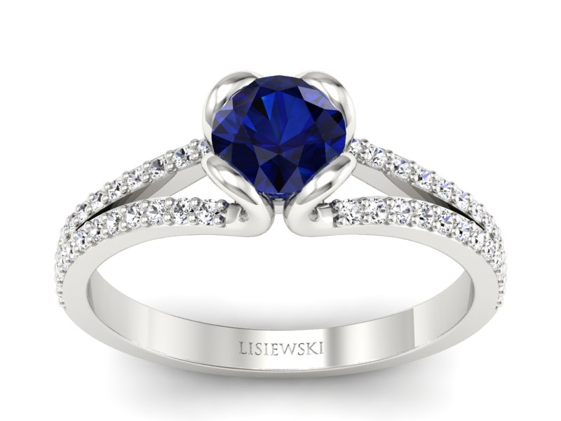 Pierścionek z szafirem i brylantami - p16707bsz