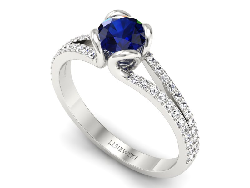 Pierścionek z szafirem i brylantami - p16707bsz — zdjęcie 3
