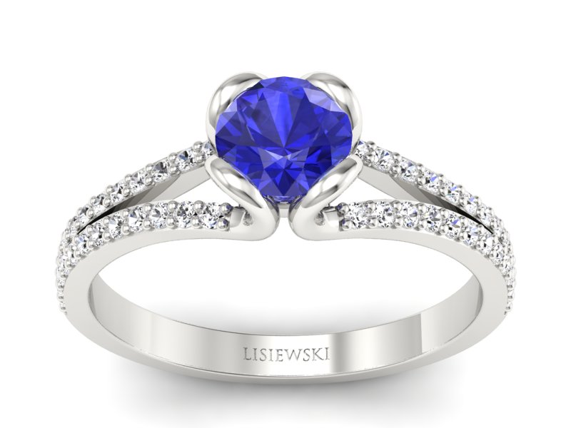Pierścionek z szafirem i brylantami - p16707bszc