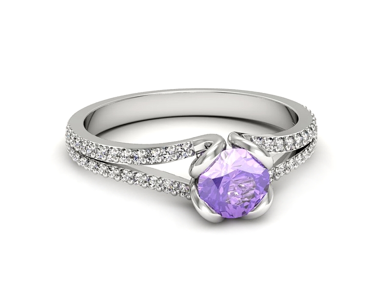 Pierścionek z tanzanitem białe złoto i brylantami - p16707bt — zdjęcie 5