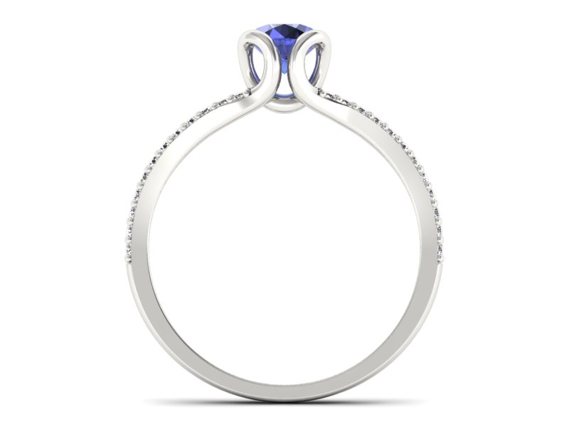 Pierścionek z tanzanitem białe złoto i brylantami - p16707bt — zdjęcie 2