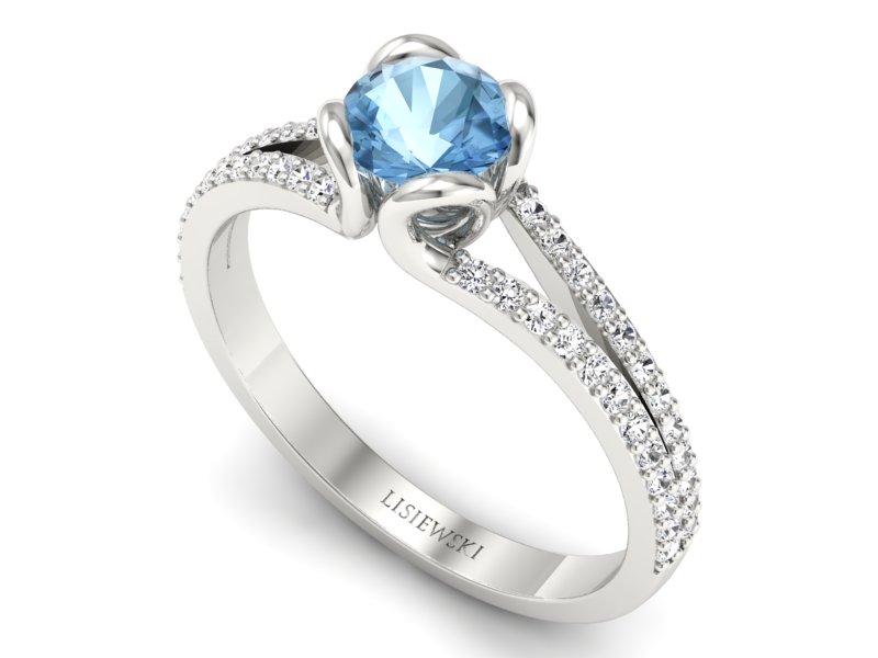 Pierścionek z topazem i brylantami białe złoto - p16707btp — zdjęcie 3