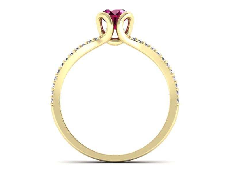 Pierścionek z rubinem i brylantami żółte złoto - p16707zr — zdjęcie 2