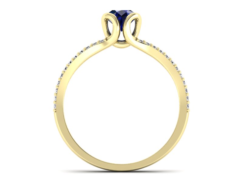 Pierścionek z szafirem i brylantami żółte złoto - p16707zsz — zdjęcie 2