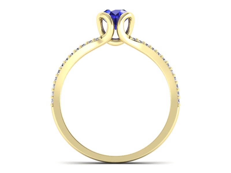 Pierścionek z szafirem i brylantami żółte złoto - p16707zszc — zdjęcie 2