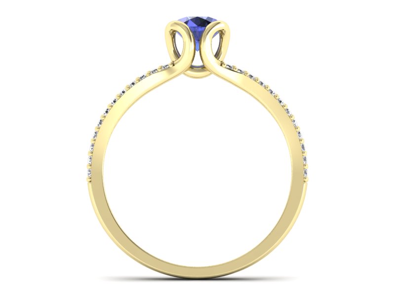 Pierścionek żółte złoto z tanzanitem i brylantami - p16707zt — zdjęcie 2