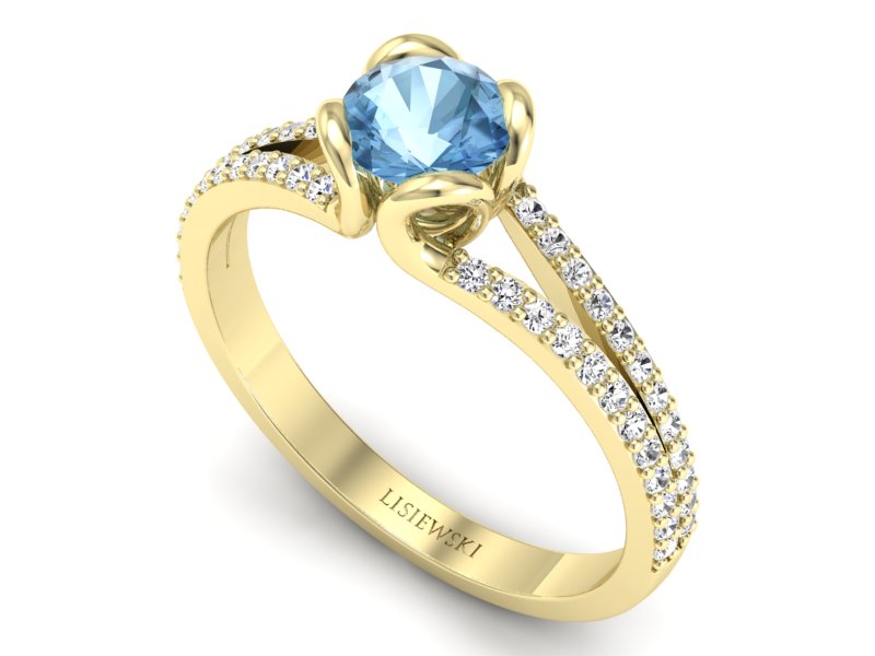 Pierścionek z topazem i brylantami żółte złoto - p16707ztp — zdjęcie 3