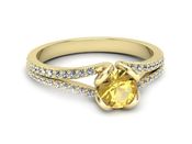 Pierścionek żółte złoto z szafirem i brylantami - p16707zz - 2